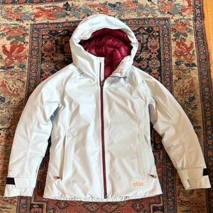 Stio Shot 7 Down Ski Jacket in Missy Cloud